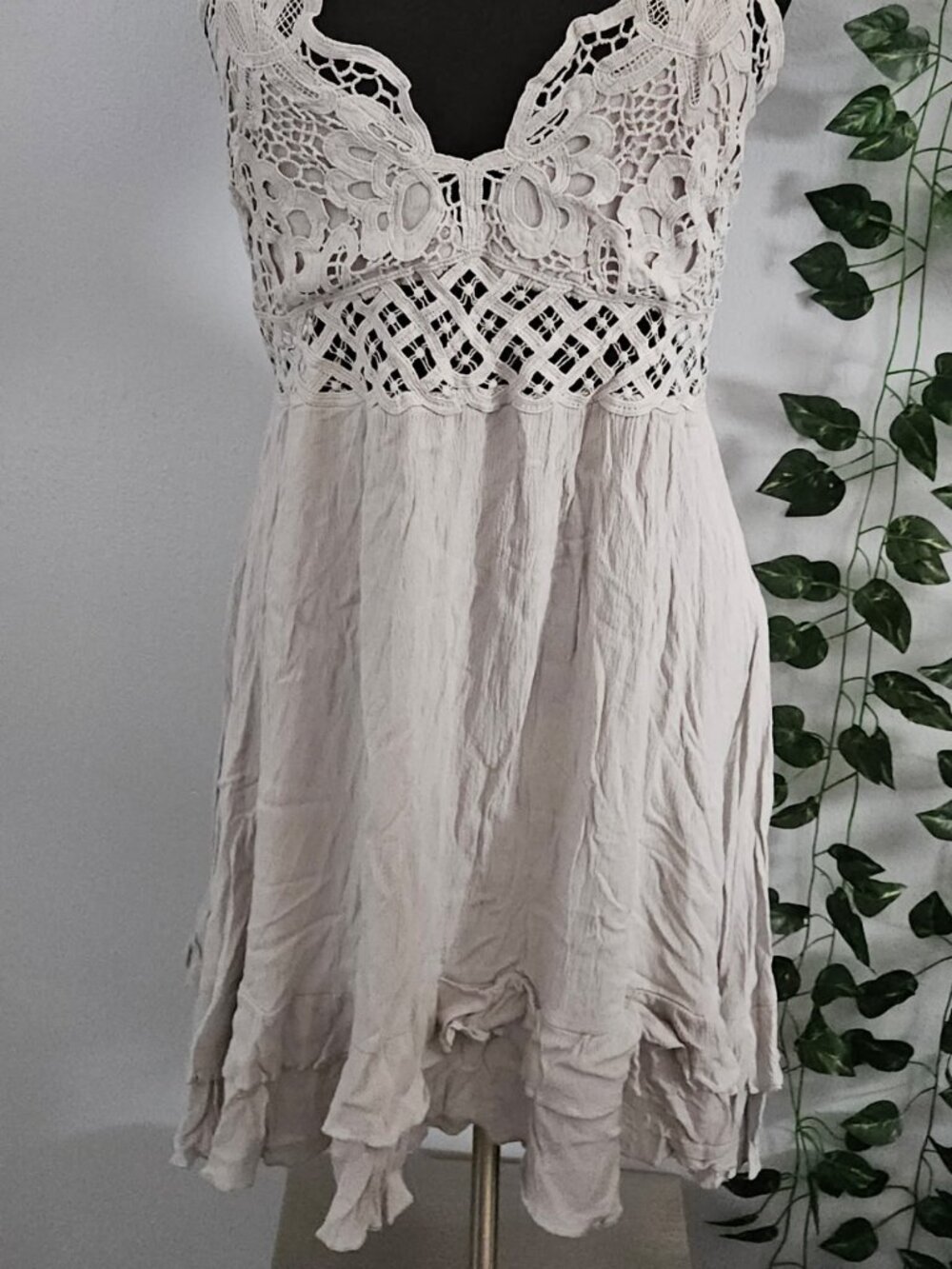 Crochet Lace Grey Dress